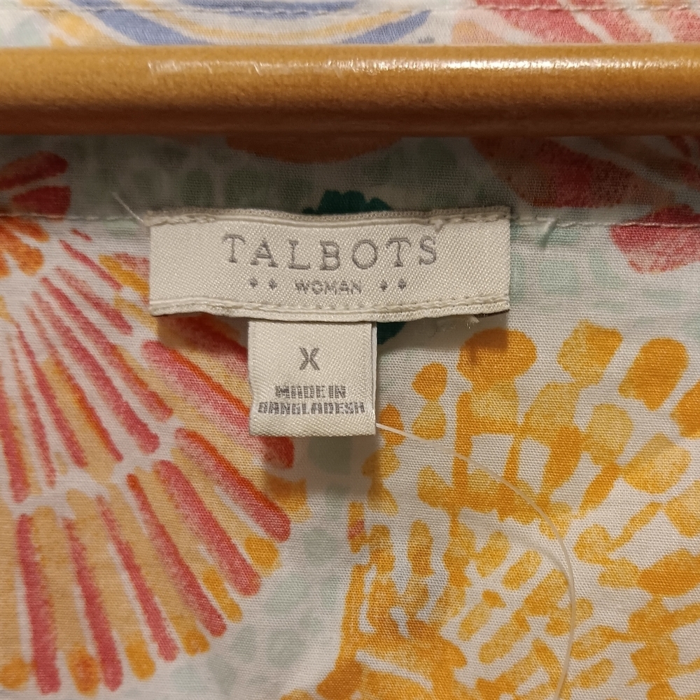 Talbots Seashell Print Tunic Top Blouse Size X Beach Nautical Shells Cover-up - Picture 2 of 4